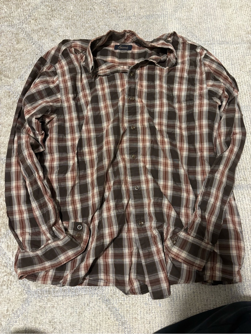 Classic Men's Brown Plaid Button-Up Shirt Jacket